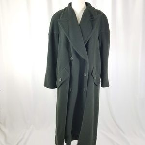 Escada Forest Angora Wool Trench Coat Sz 36